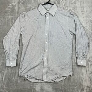 Stafford Executive Mens Gray‎ Pinstripe Button Down Dress Shirt Size 16 33